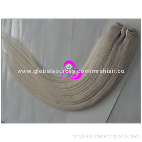 16-inch Human Hair Weave Extensions, Silky Straight, Color 60#